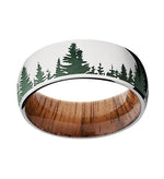 Green Tree Line Ring with Koa Wood Sleeve 