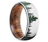 Green Tree Line Ring with Koa Wood Sleeve 