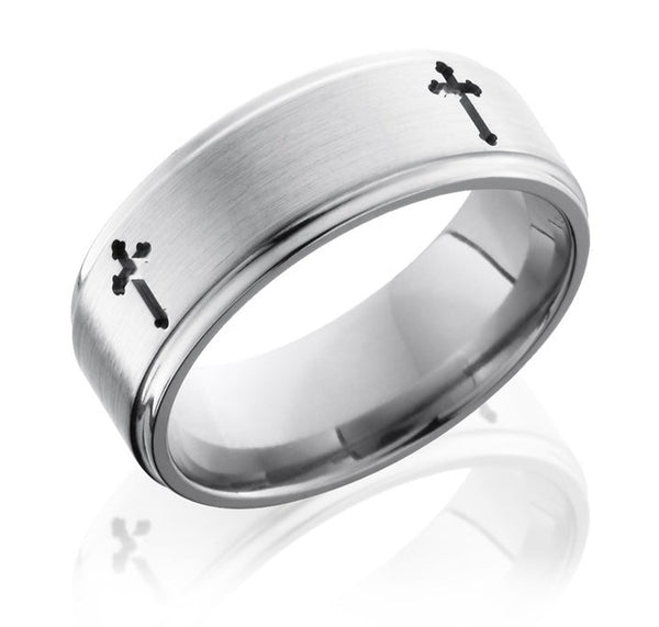 Mens Cross Ring - Titanium 8mm