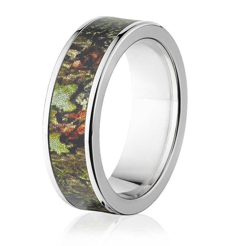 Camo Personalized Platinum-Plated Wedding Ring