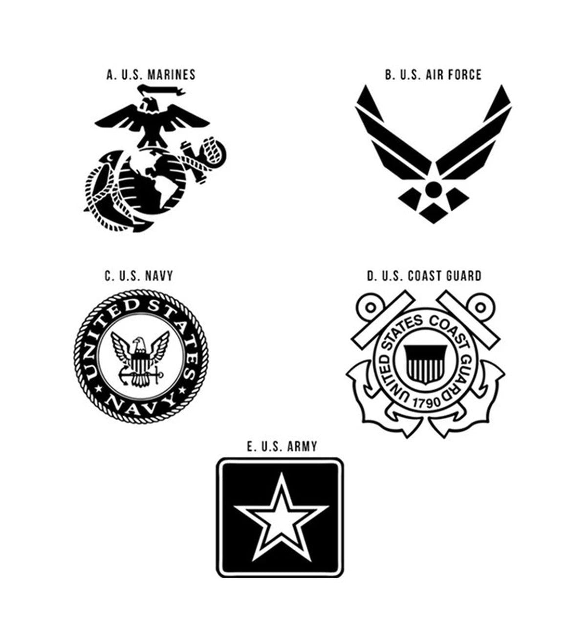 Military Wedding Rings Tungsten - Choose Logo 8mm or 10mm 