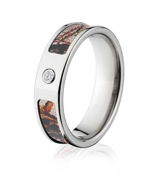 Mossy Oak Pink Breakup Camo Ring & Real Diamond - 6mm - Camo Ever After