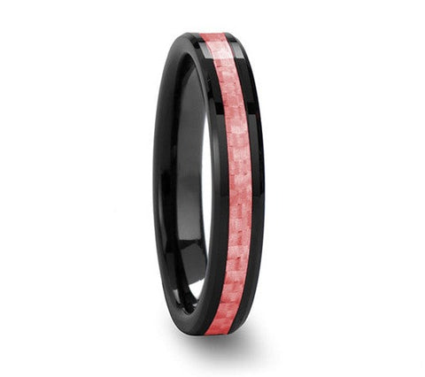 Black Ceramic Pink Carbon Fiber Ring