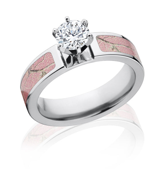 Realtree ap pink engagement ring 1ct round