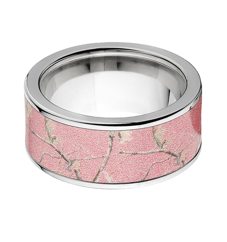 Pink Realtree Ring for Her - 10mm Titanium - Camo Ever After