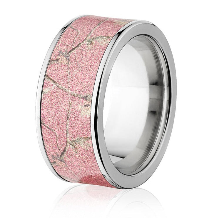 Pink Realtree Ring for Her - 10mm Titanium - Camo Ever After