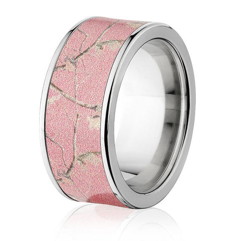 Pink Realtree Ring for Her - 10mm Titanium