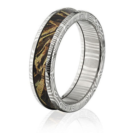 Damascus Steel Ring in Realtree Pattern 6mm