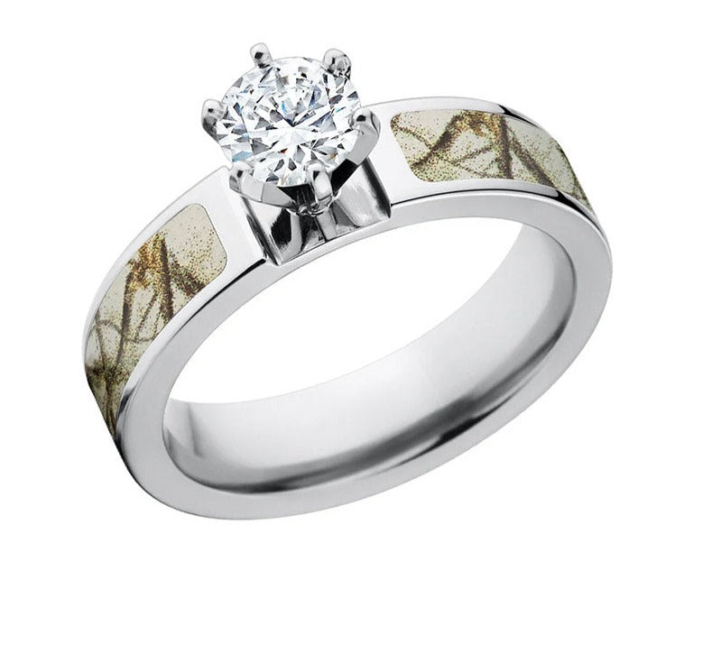 Realtree AP Snow Camo Engagement Ring 1CT - 6mm 