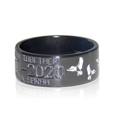 Black Duck Band Ring with Ducks - View 3