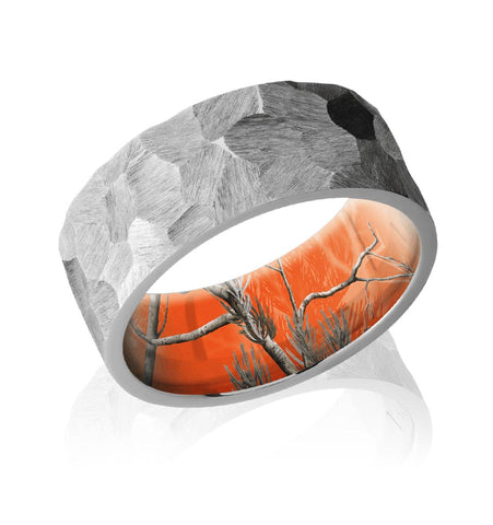 Rock Finish Wedding Ring with Orange Camo Sleeve