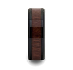 Dark Walnut Wood Inlay Ring in Black Titanium - 8mm 