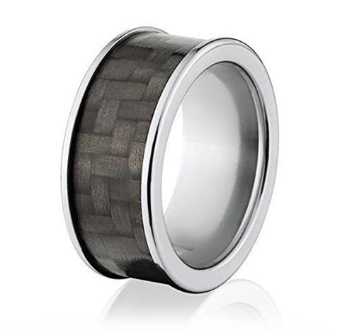 Mens Carbon Fiber Ring - Titanium 9mm