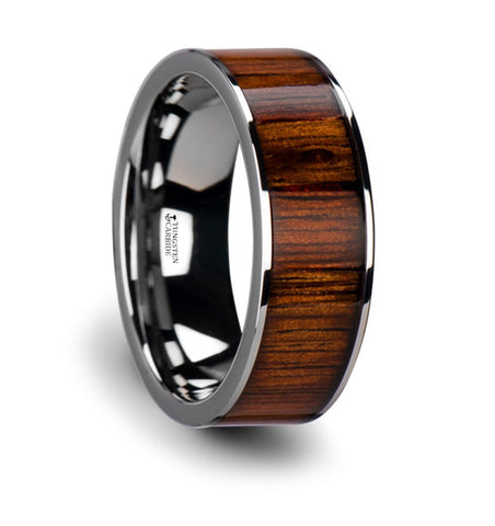 Koa Wood Inlay Flat Profile Ring