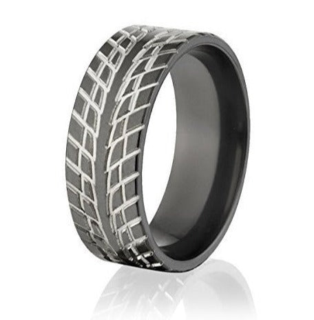 Tire Track Wedding Band - Two Tone 8mm - Camo Ever After