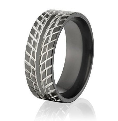 Tire Track Wedding Band - Two Tone 8mm