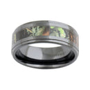 Camo Ring in Black Ceramic with Leaves and Branches 
