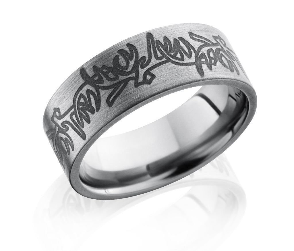 Deer Antlers Pattern Ring - Titanium 8mm - Camo Ever After