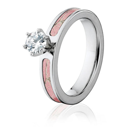 Realtree AP Pink Camo Engagement Ring 4mm - 1/2 CT