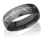 Black Ring with Barbed Wire Pattern - 7mm 