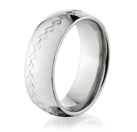 Men's Baseball Ring with No Color Stitching - 8mm