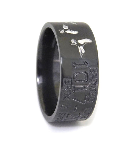 Black Duck Band Ring with Ducks - View 2