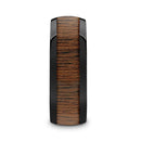 Black Walnut Wood Inlay Ring - Ceramic Domed 8mm 