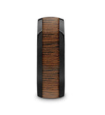 Black Walnut Wood Inlay Ring - Ceramic Domed 8mm 