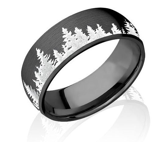 Forest Tree Line Ring - Zirconium 8mm - Camo Ever After