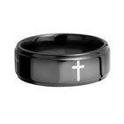 Mens Cross Wedding Band - Zirconium 8mm 