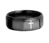 Mens Cross Wedding Band - Zirconium 8mm 