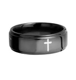 Mens Cross Wedding Band - Zirconium 8mm 