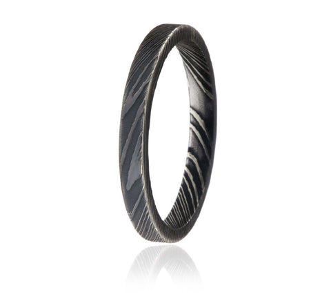 Black Damascus Ring with Wood Sleeve