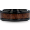 Dark Walnut Wood Inlay Ring in Black Titanium - 8mm 