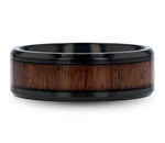 Dark Walnut Wood Inlay Ring in Black Titanium - 8mm 