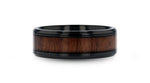 Dark Walnut Wood Inlay Ring in Black Titanium - 8mm 