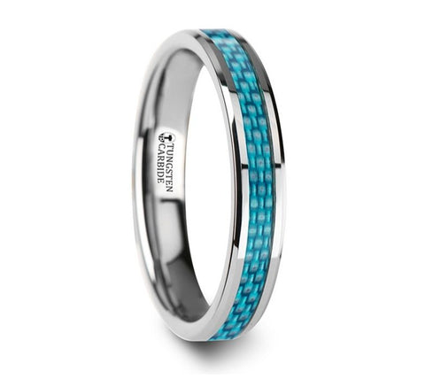 Blue Carbon Fiber Wedding Ring