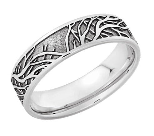 Tree Branch Ring- Titanium 7mm