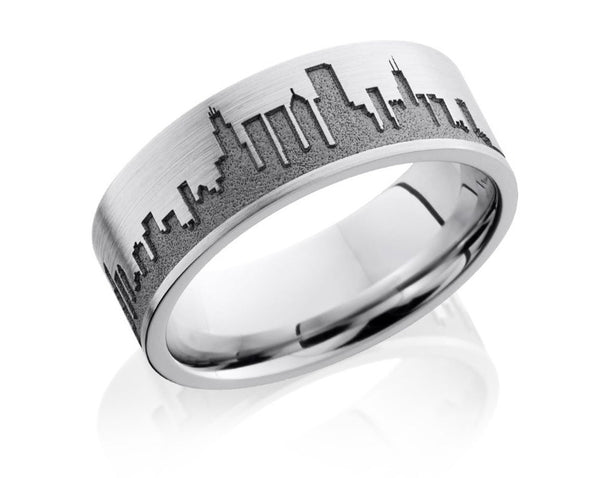 Chicago Skyline Ring - Cobalt Chrome 8mm - Camo Ever After