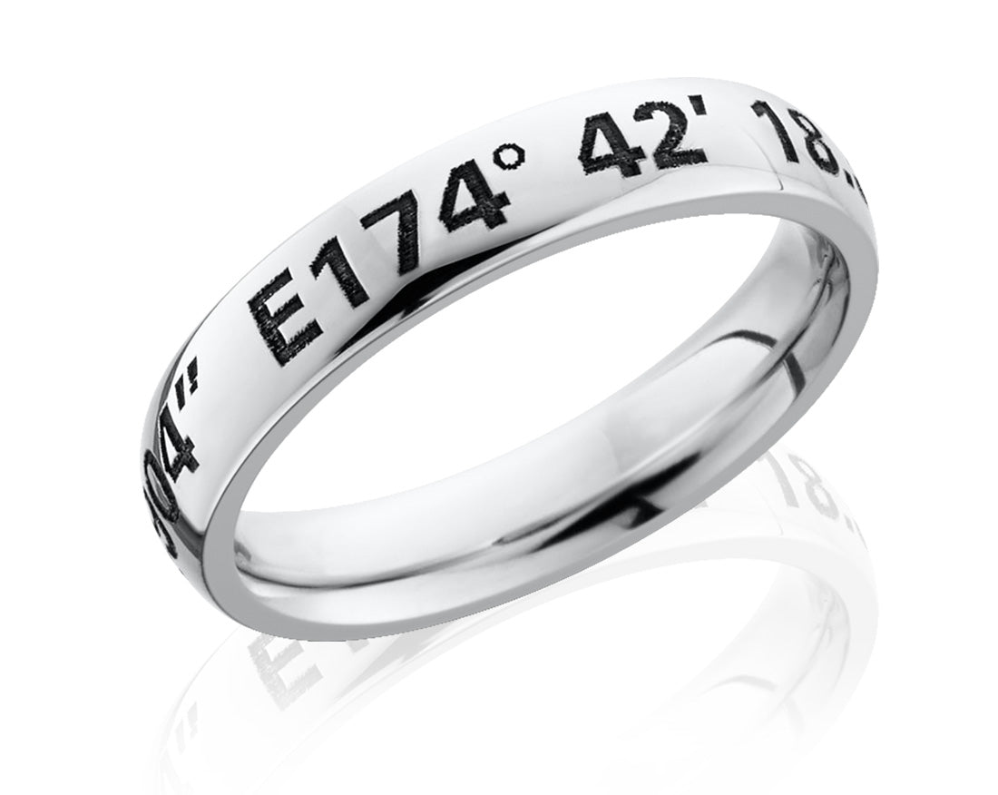 Ring with Coordinates - Latitude and Longitude 4mm Cobalt - Camo Ever After