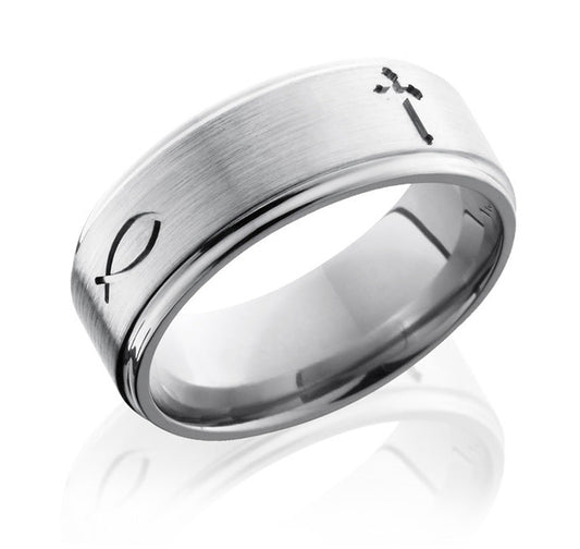 christian ring with crosses ans fish