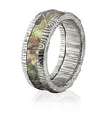 Damascus Steel Ring with Mossy Oak Inlay - 8mm Domed - Camo Ever After