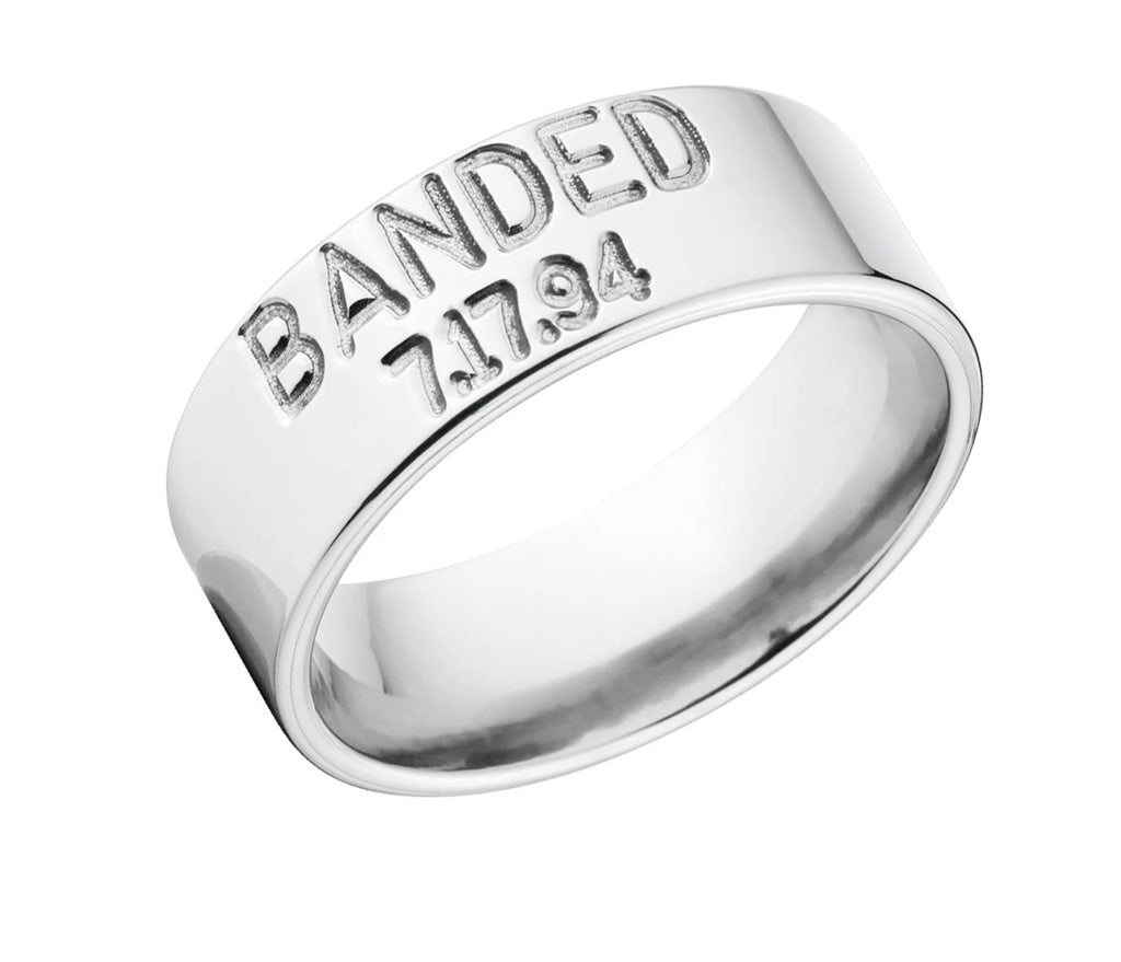 Duck Band Ring in Titanium 8mm - Customizable with Date 