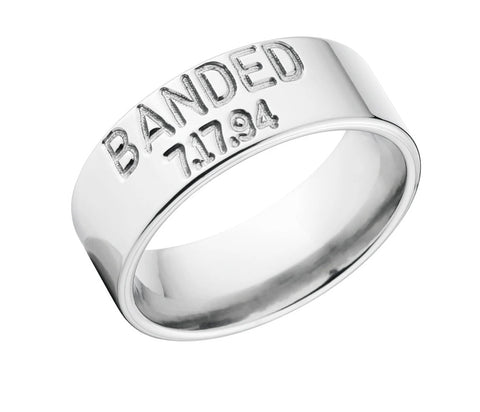 Duck Band Ring in Titanium 8mm - Customizable with Date