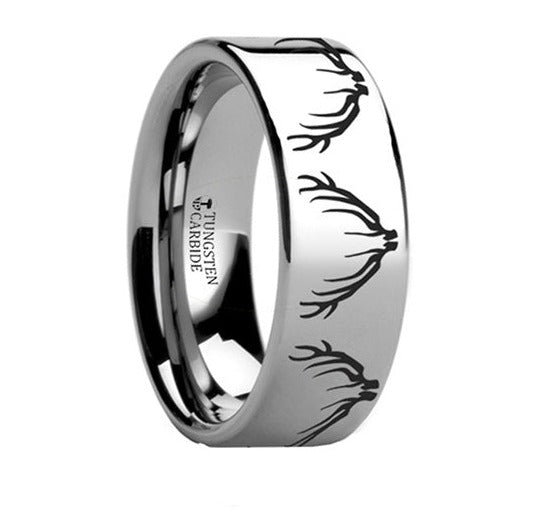 Elk Antler Print Ring Tungsten