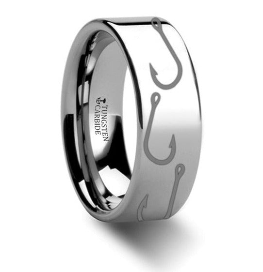 Fish Hook Pattern Ring Tungsten