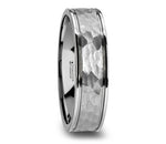 Hammered Finish Tungsten Ring with Grooved Edges - 6mm or 8mm - Camo Ever After