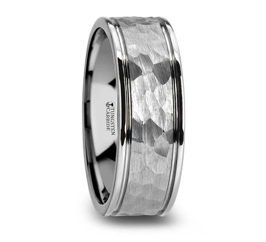 Hammered Finish Tungsten Ring