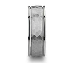 Hammered Finish Tungsten Ring with Grooved Edges - 6mm or 8mm - Camo Ever After