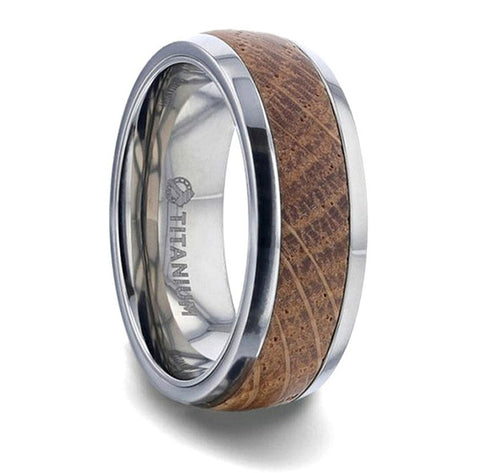 Whiskey Barrel Wedding Ring - Domed Titanium 8mm